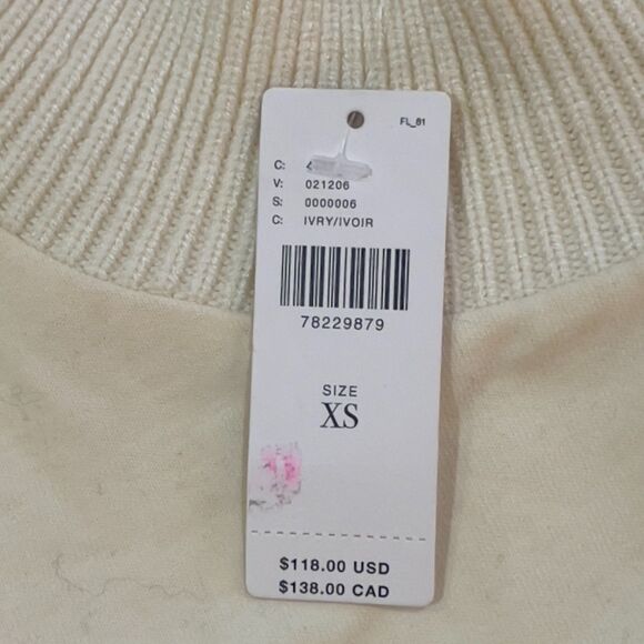 NWT Anthropologie Dolan Fringed Sweater Fringe Knit Ivory Pullover Textured XS - Picture 5 of 9